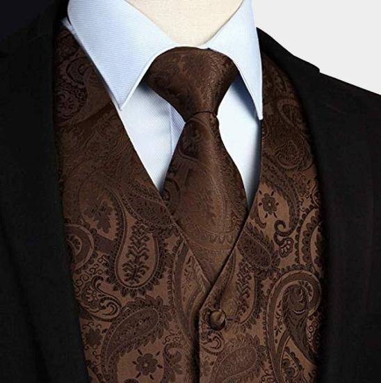 Brown Paisley Waistcoat with Tie_3
