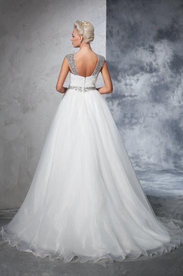 Long Tulle Ball Gown Straps Ruched Sleeveless Wedding Dresses_2