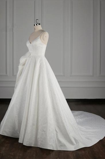 Bradyonlinewholesale Chic Spaghetti Straps V-neck Wedding Dress Satin Appliques Bow Bridal Gowns Online_3
