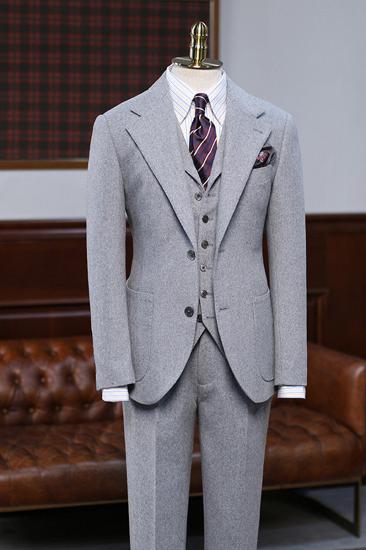 Adam Formal 3 Piece Notched Lapel Slim Fit Tailored Business Suit_2