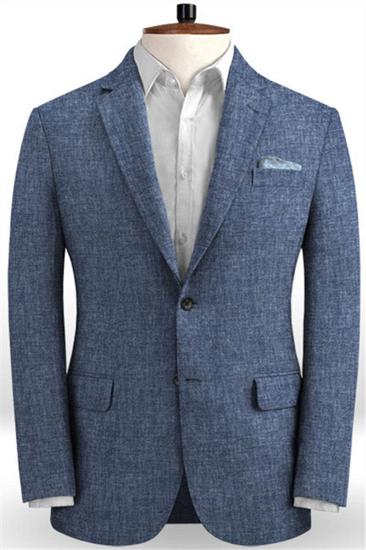 Navy 2 Piece Mens Suit | Stylish Linen Tuxedo with Notched Lapel_1