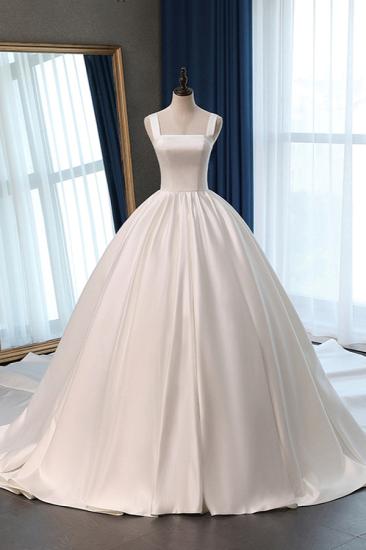 Bradyonlinewholesale Elegant Ball Gown Straps Square-Neck Wedding Dress Ruffles Sleeveless Bridal Gowns Online
