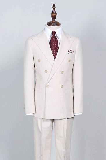 Milo Simple White Point Lapel Double Breasted Custom Business Suit_1
