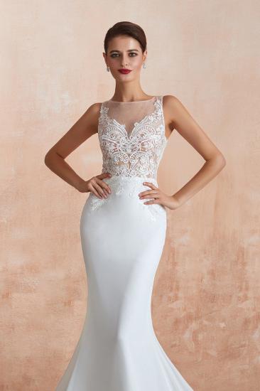 Beautiful Mermaid V-Neck White Lace Wedding Dress Affordable_3