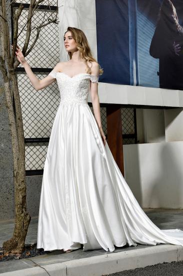 Beautiful Backless Off the Shoulder Sweetheart White Fall/Winter Wedding Dress_7