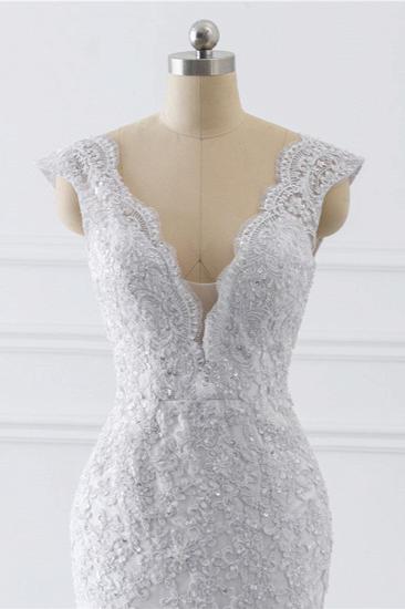 Bradyonlinewholesale Gorgeous V-Neck Tulle Lace Wedding Dress Sleeveless Mermaid Appliques Bridal Gowns On Sale_5