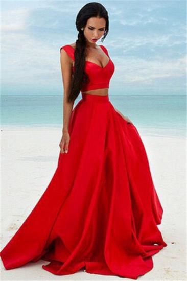 Sexy Two Piece Red Formal Dresses Cheap Sleeveless Evening Gown_1