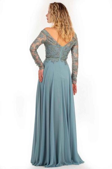 Charming Long Sleeves Chiffon Floral Lace Evening Maxi Dress_2