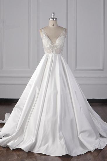 Straps Beads Appliques Ball Gown Wedding Dresses | Sexy V-neck Backless Bridal Gowns_3