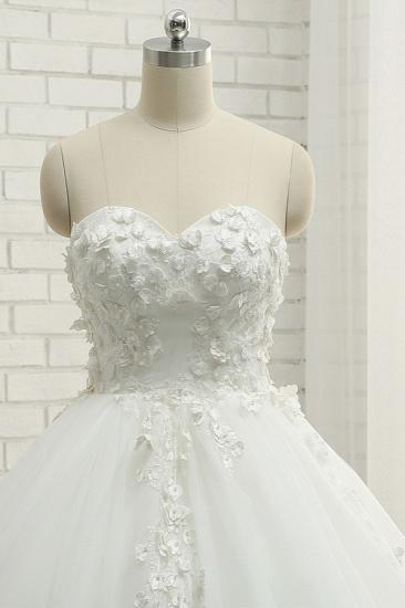 Bradyonlinewholesale Gorgeous Sweatheart White Wedding Dresses With Appliques A line Tulle Ruffles Bridal Gowns Online_4