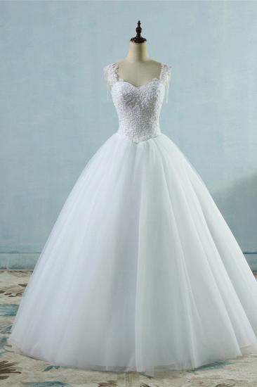 Bradyonlinewholesale Glamorous Straps Sweetheart White Wedding Dress Sleeveless Appliques Beadings Bridal Gowns_1