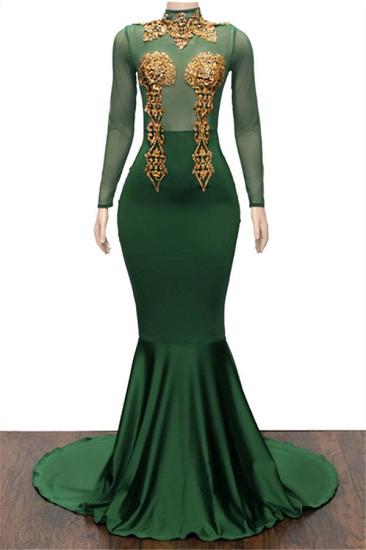 Sexy Long Sleeves High Neck Prom Dresses | Mermaid Crystal Evening Dresses_1