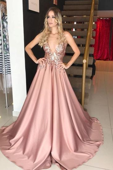 Sleeveless Dusty Rose A-line Sparkle Sequin Formal Evening Dress_1