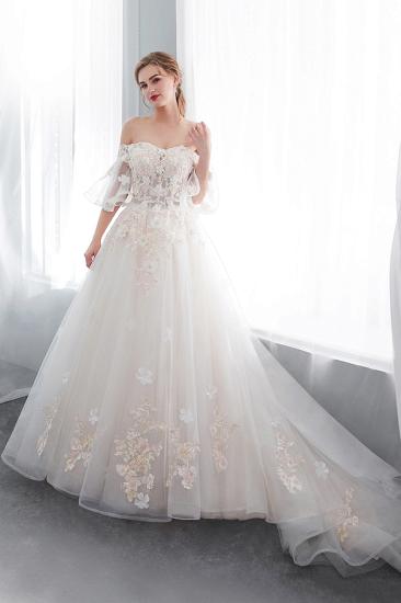 NANCE | Ball Gown Off-the-shoulder Floor Length Appliques Tulle Wedding Dresses_3