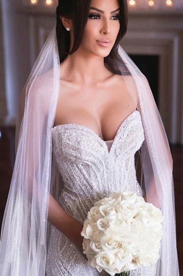 Strapless Sweetheart Beads Mermaid Wedding Dresses | Appliques Tulle Bridal Gowns_2