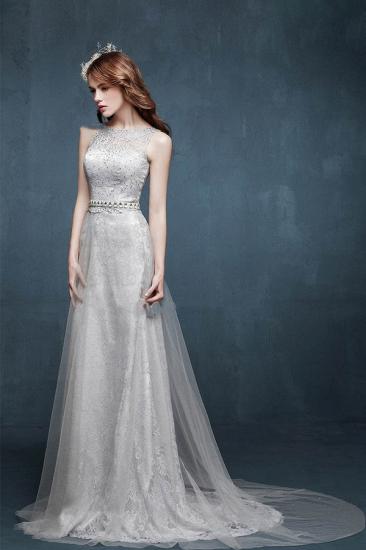 Beautiful Crystal Lace Long Prom Dresses with Beadings Tulle Custom Made Silver Grey Dresses for Juniors