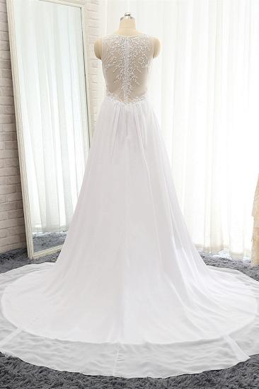Bradyonlinewholesale Modest Straps V-neck Sleeveless Wedding Dresses White Chiffon Bridal Gowns Online_2
