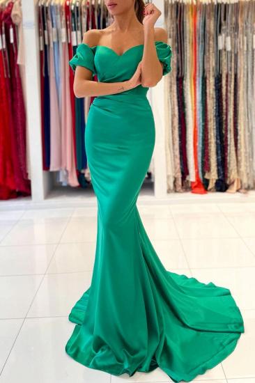 Stunning Off-the-Shoulder Satin Mermaid Evening Gown_4