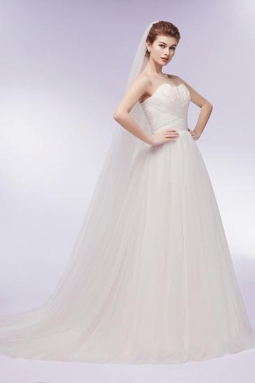 A-line Sweetheart Strapless Tulle Wedding Dresses with Feathers_1