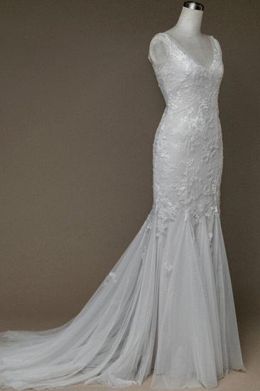 Inexpensive Appliques Mermaid Wedding Dress | Charming V-neck Long Bridal Gowns_3