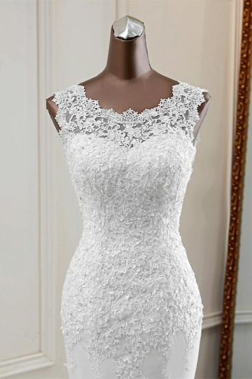 Bradyonlinewholesale Glamorous Jewel Lace Beading Wedding Dresses Sleeveless Appliques Mermaid Bridal Gowns_5