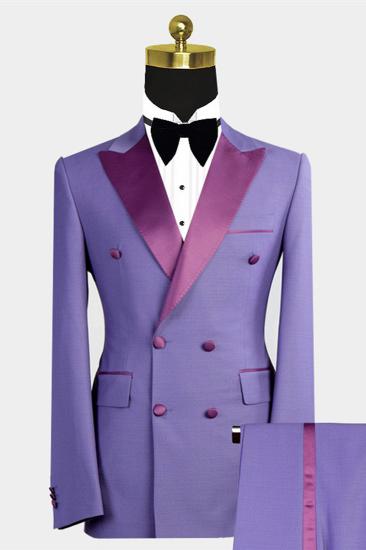 Nickolas Fashion Point Lapel Purple Custom Double Breasted Mens Suit_2