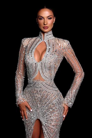 Extravagant Evening Dresses Long Glitter Prom Dresses with Sleeves_4