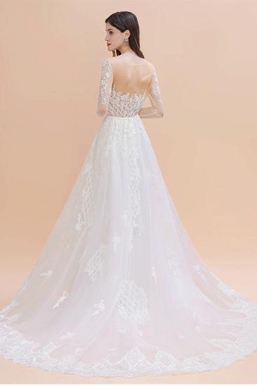 Luxury Beaded Lace Mermaid Wedding Dresses Tulle Appliques Bride Dresses with Detachable Train_2