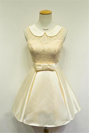 Elegant Lace Taffeta Short Bridesmaid Dresses Cute Zipper Mini Cocktail Dress with Sash
