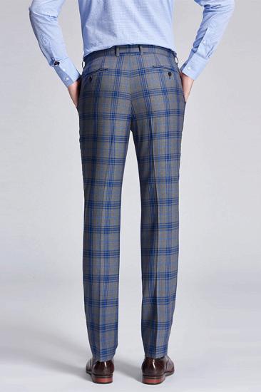 Premium Blue Plaid Grey Mens Suit | Mens Notched Lapel Two Button Suit_7