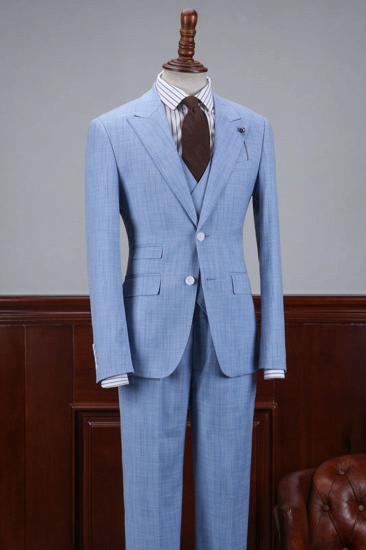 Adonis new sky blue plaid 3 flip business suit_1