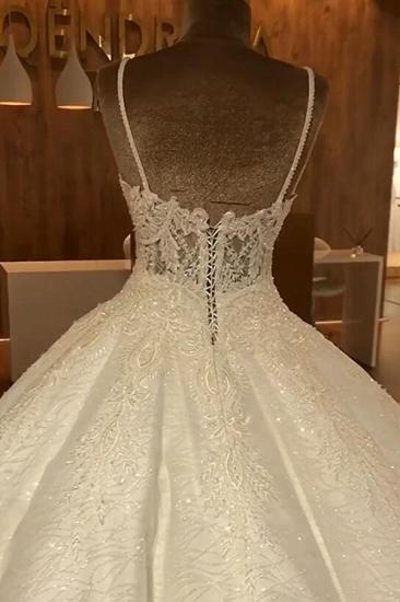 Spaghetti Straps Sparkly Lace Wedding Dresses Online | Sequins Sleeveless Dresses for Weddings_4