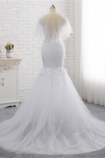 Bradyonlinewholesale Elegant Jewel Sleeveless White Tulle Wedding Dress Mermaid Lace Beading Bridal Gowns On Sale_2