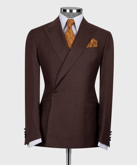 Modern Chocolate One Button Point Lapel Slim Fit Men Suits_4