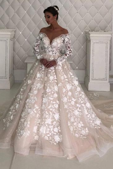 Long sleeves A-line Lace Designer wedding dresses with sleeves_2