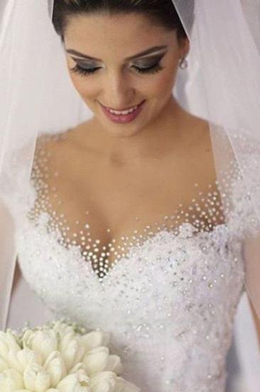 Floor-Length Tulle Sleeveless V-neck Beading Ball Gown Wedding Dresses_2