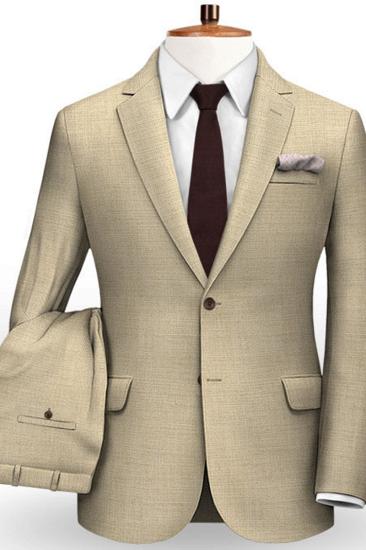 Khaki Wedding Groom Mens Suit | Mens Slim Fit Plaid Tuxedo_2