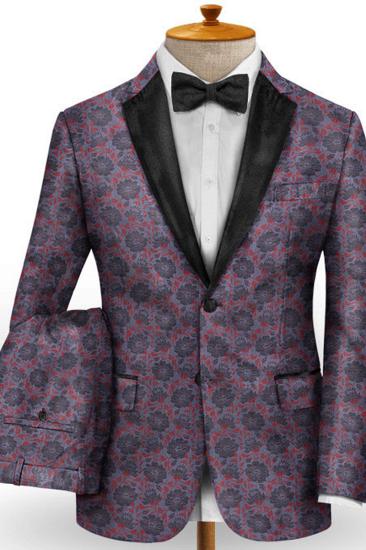 Mens Floral Jacquard Suit | Mens Suits |  Newes Notch Lapel Prom Tuxedo_2