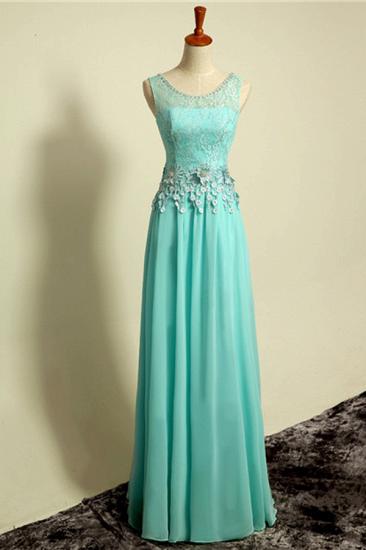 Ice Blue Floor Length Lace Prom Gowns Applique Sexy Charming Evening Dresses_1