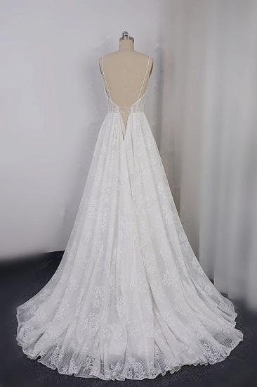 Bradyonlinewholesale Sexy Spaghetti Straps V-neck Lace Tulle Wedding Dress Sleeveless Appliques Backless Bridal Gowns Online_2