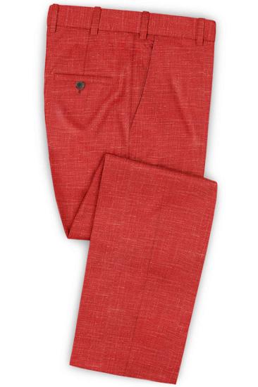 Summer Red Linen Mens Suit | 2 Piece Mens Prom Dress Tuxedo_3