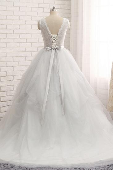 Bradyonlinewholesale Affordable White Sleeveless Tulle Wedding Dresses With Appliques A-line Jewel Bridal Gowns Online_2