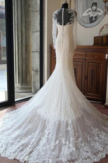 Bradyonlinewholesale Glamorous Jewel Long Sleeves Wedding Dress Tulle Appliques Beadings Bridal Gowns On Sale_2