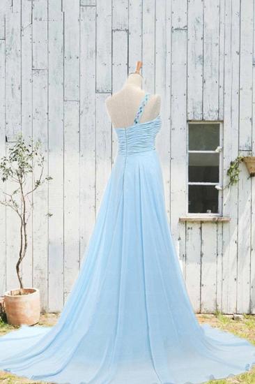 Sweetheart One Shoulder Crystal Prom Gowns Zipper Court Train Party Dresses_2