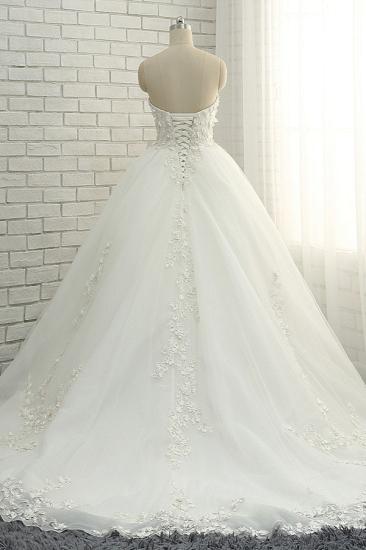 Bradyonlinewholesale Gorgeous Sweatheart White Wedding Dresses With Appliques A line Tulle Ruffles Bridal Gowns Online_2