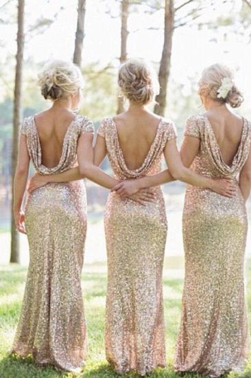 Unique Back Style Sequined Bridesmaid Dress Backless Sexy Evening Prom Dress_2