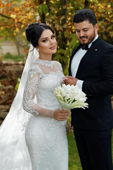 Vintage Wedding Dresses Mermaid Style With Sleeves Lace Wedding Dresses_6