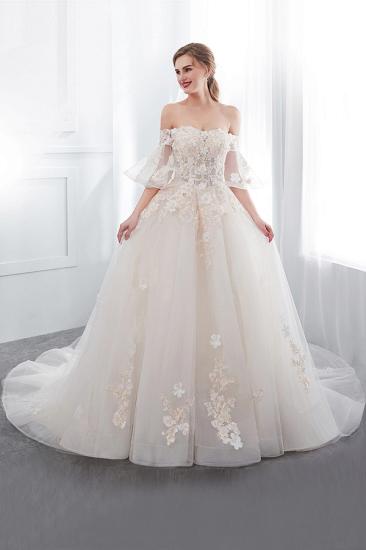 NANCE | Ball Gown Off-the-shoulder Floor Length Appliques Tulle Wedding Dresses_4