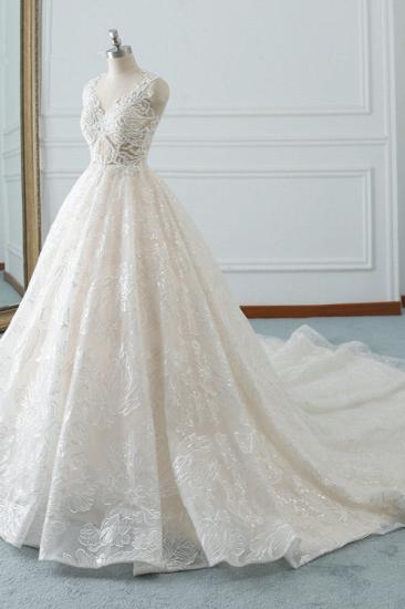 Bradyonlinewholesale Elegant Jewel White Tulle Lace Wedding Dress Sleeveless Appliques A-Line Bridal Gowns Online_3