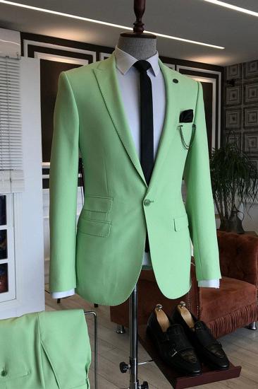 David Light Green Pointed Lapel 3 Flap Mens Prom Suit_2